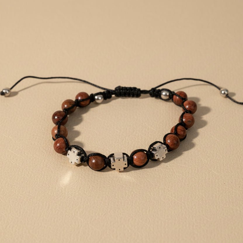 Brojanica aus Holzperlen 3 Kreuze - svetazvezda