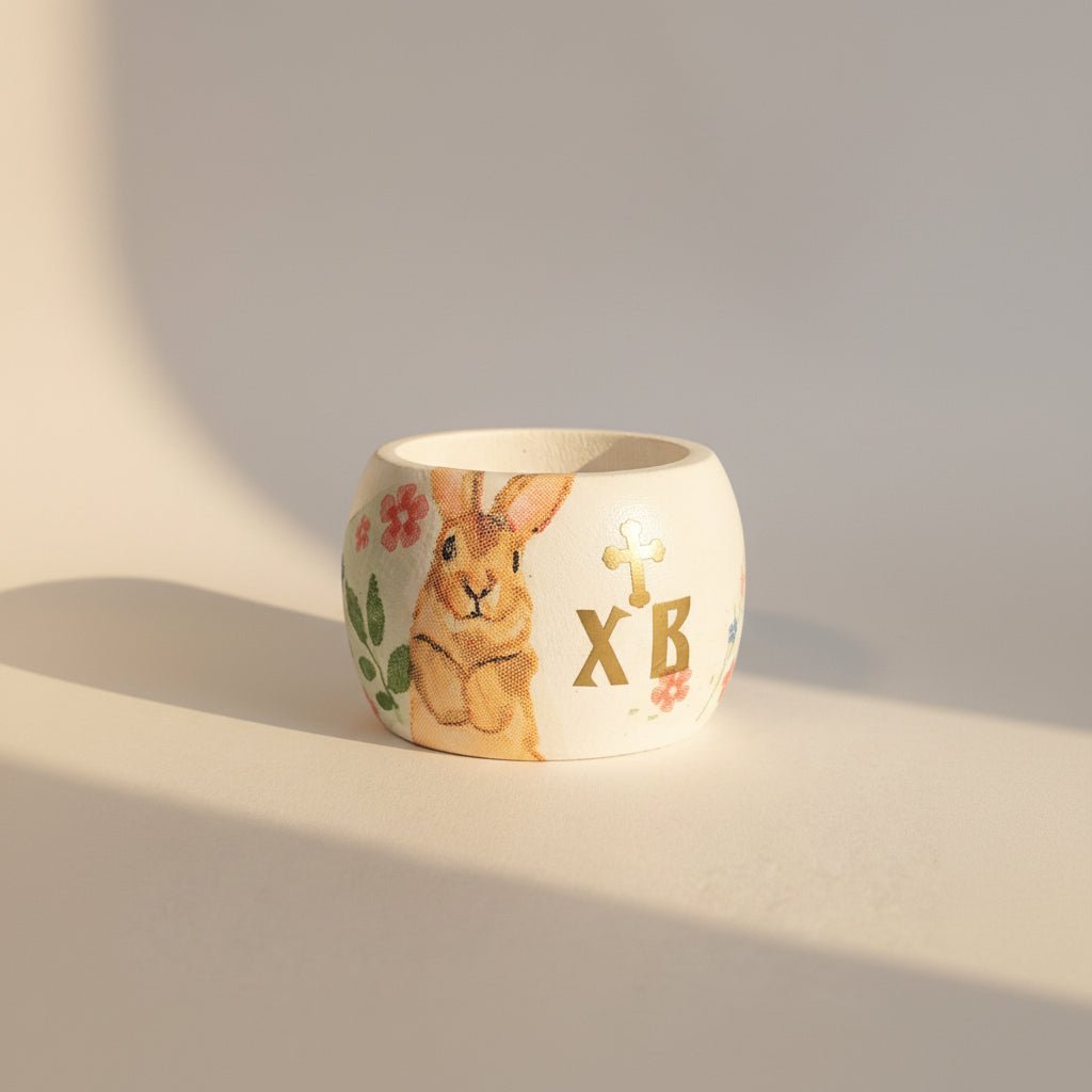 Čuvarkuća – handbemalter Eiersockel mit Osterhasenmotiv - svetazvezda