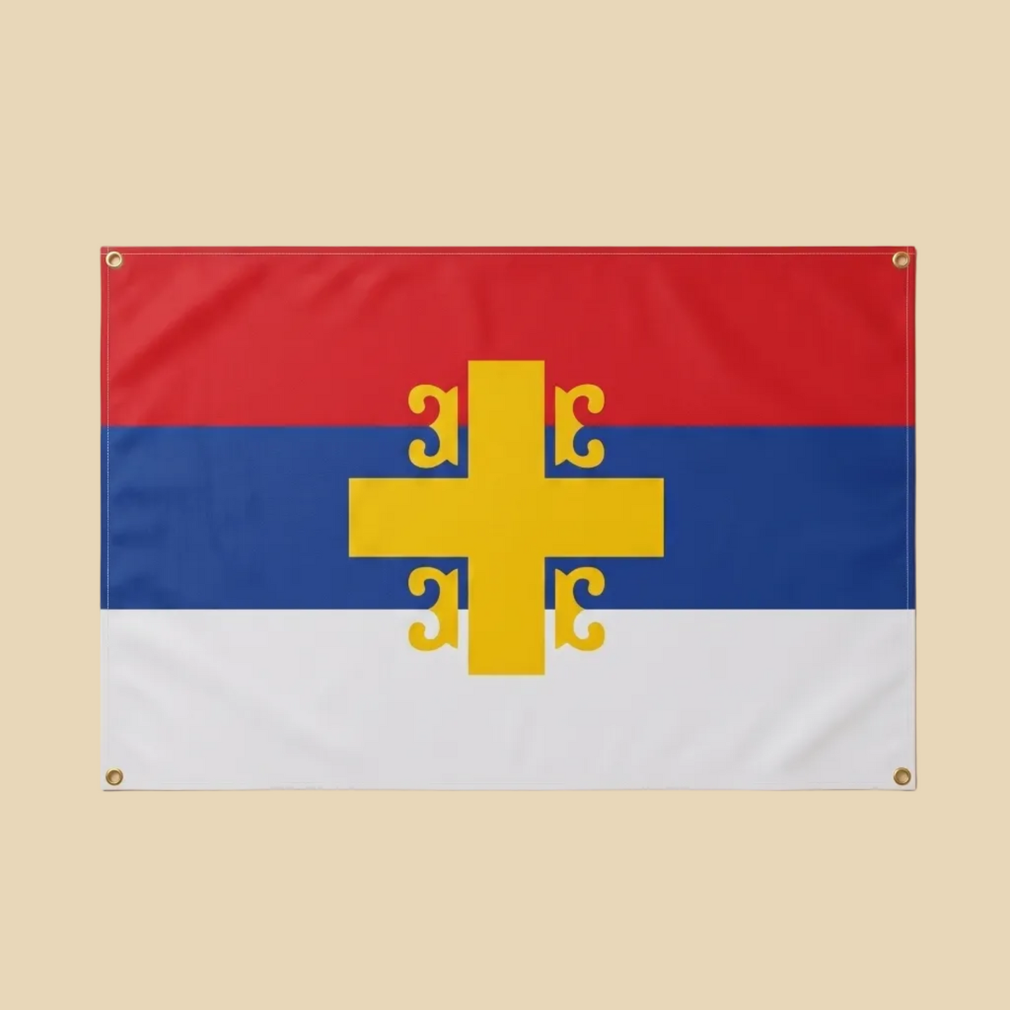 Flagge Serbisches Kreuz mit vier kyrillischen С in serbischen Nationalfarben 120 x 80 cm