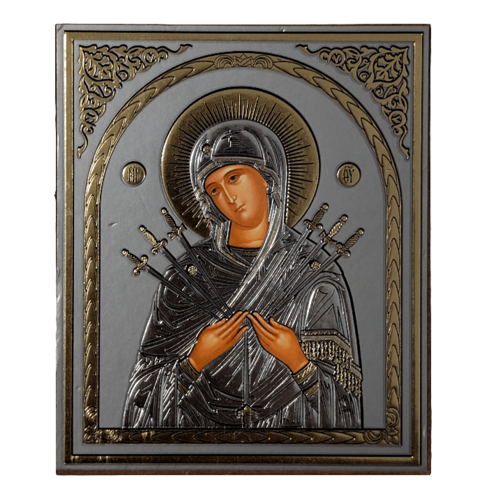 Ikone Presveta Bogorodica „Sedam Mačeva“ – Orthodoxe Heiligenikone 12x10 cm - svetazvezda