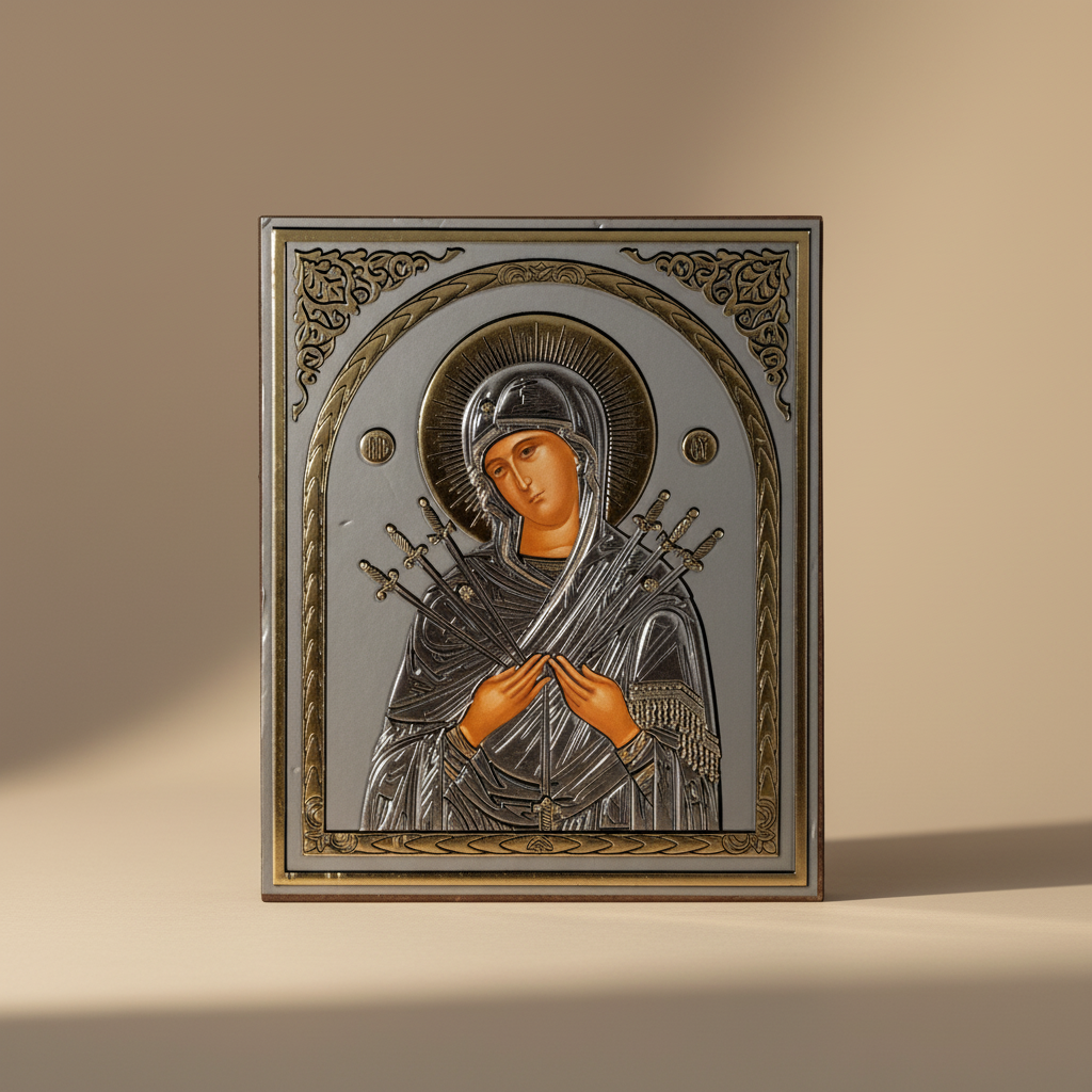 Ikone Presveta Bogorodica „Sedam Mačeva“ – Orthodoxe Heiligenikone 12x10 cm - svetazvezda