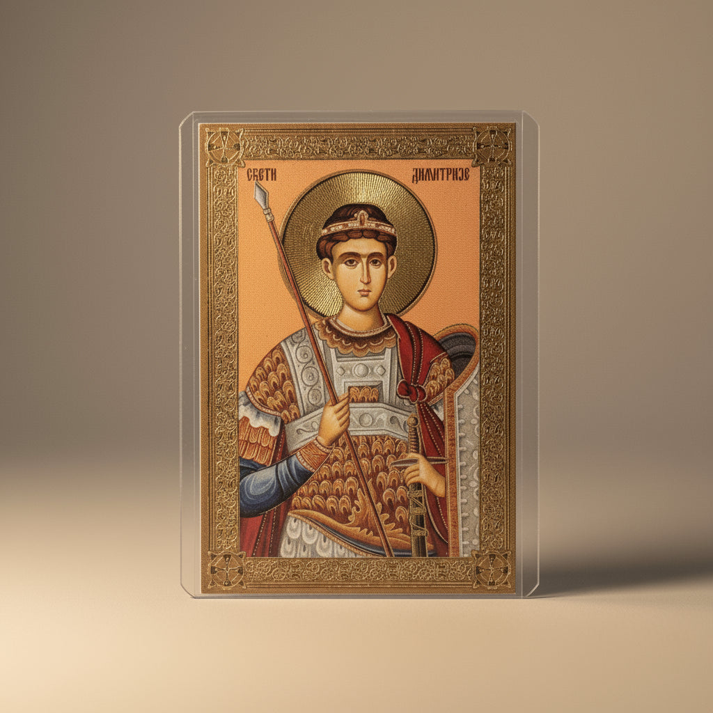 Ikone Sveti Dimitrije – Mini - Ikone mit Tropar für Auto & Brieftasche 4,5x6 cm - svetazvezda
