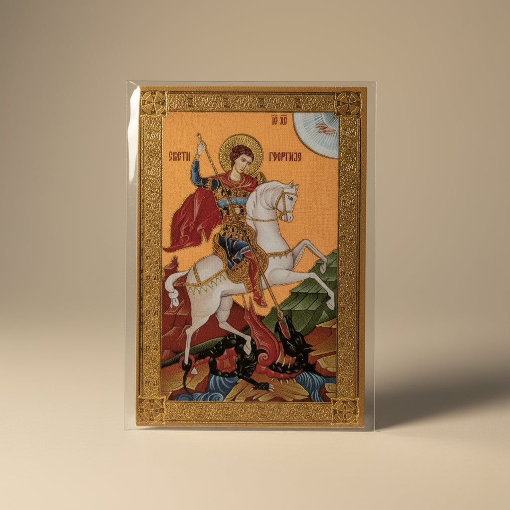 Ikone Sveti Đorđe – Mini - Ikone mit Tropar für Auto & Brieftasche 4,5x6 cm - svetazvezda