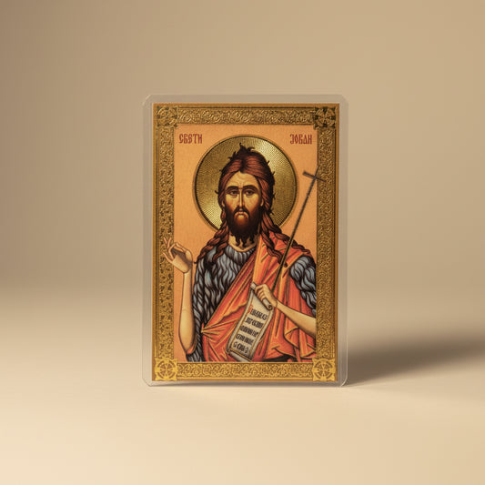 Ikone Sveti Jovan – Mini - Ikone mit Tropar für Auto & Brieftasche 4,5x6 cm - svetazvezda