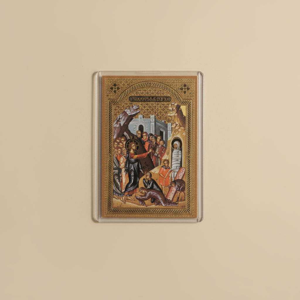 Ikone Vaskrsenje Lazarevo – Mini - Ikone mit Tropar für Auto & Brieftasche 4,5x6 cm - svetazvezda