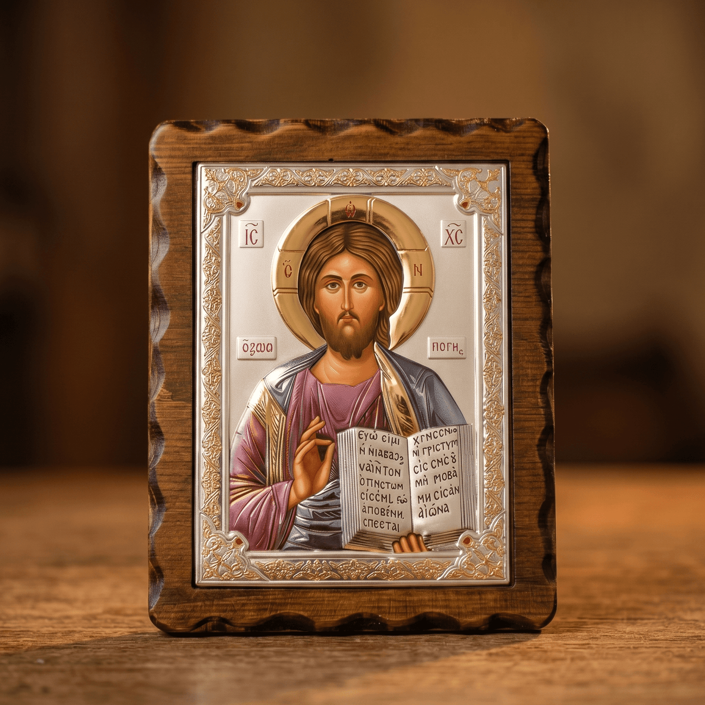Isus Hristos - LAR Echtsilber Ikone / 17 × 21,5 cm - svetazvezda