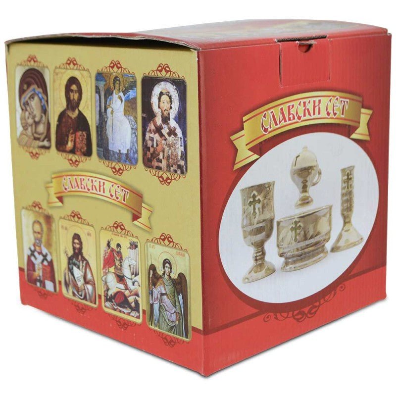 Keramik - Set zur Slava – 4 - teiliges Slava - Set für Weihrauch, Kerze, Žito und Wein - svetazvezda