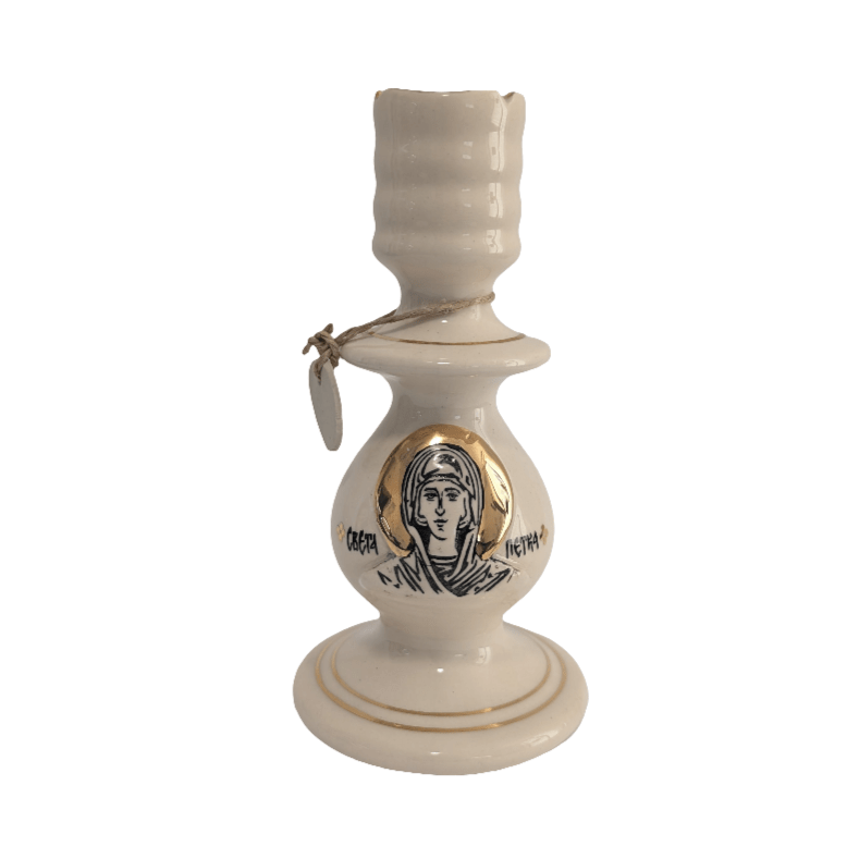 Kerzenhalter – Sveta Petka, handgefertigt mit Vergoldung (17,5 × 9 cm) - svetazvezda