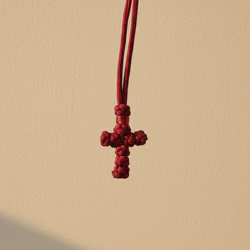 Orthodoxes Kreuz aus Kordel für das Auto (4 × 2,2 cm) - svetazvezda
