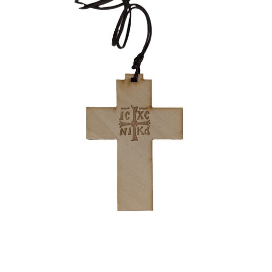 Serbisch - orthodoxes Autokreuz aus Holz – Mit Darstellung von Isus Hristos - svetazvezda