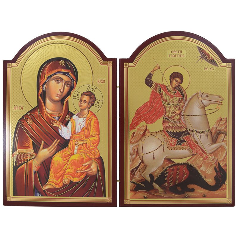 Serbisch - orthodoxes Diptichon – Presveta Bogorodica & Sveti Đorđe (29,5 x 39,5 cm) - svetazvezda