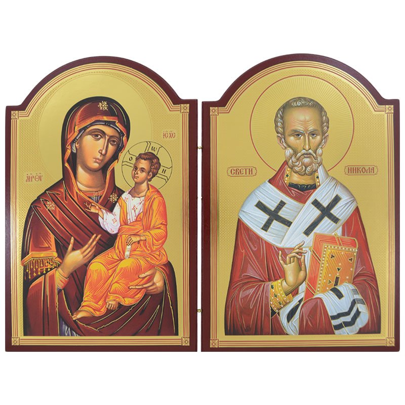 Serbisch - orthodoxes Diptichon – Presveta Bogorodica & Sveti Nikola (29,5 x 39,5 cm) - svetazvezda