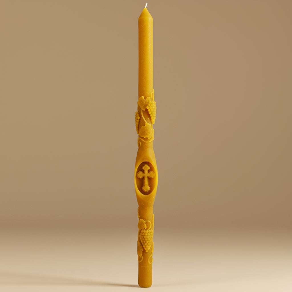 Slava - Kerze mit geprägtem Kreuz und Weinrebe - svetazvezda