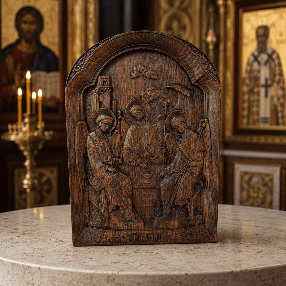Sveta Trojica – Orthodoxe Ikone aus Buchenholz - svetazvezda