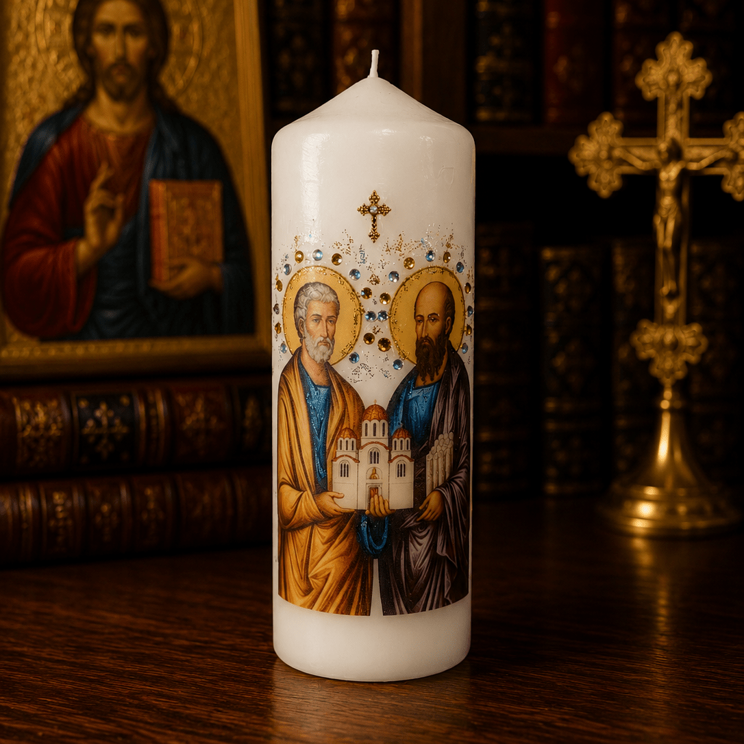 Sveti Petar i Pavle Kerze – Serbisch-orthodoxe Gebetskerze / 16,5 × 6 cm - svetazvezda