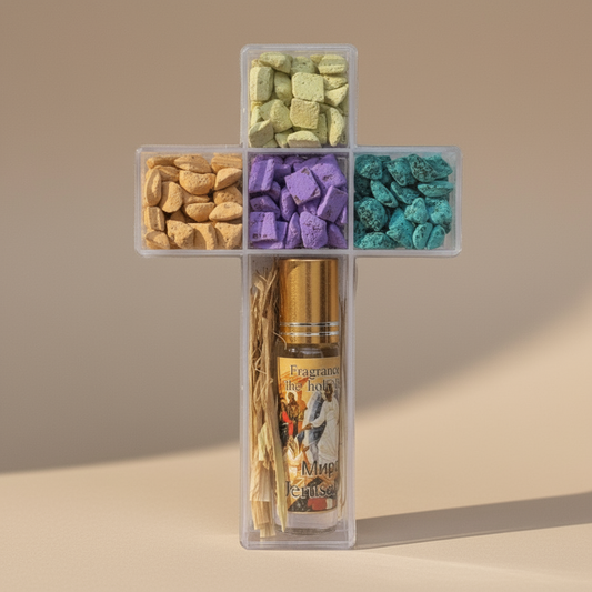 Tamjan - Kreuz – Weihrauch - Set mit 4 Sorten & Öl aus Jerusalem - svetazvezda