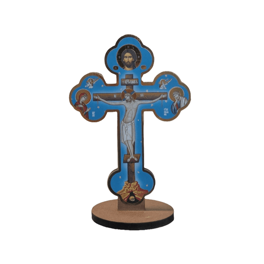 Tischkreuz Blau – „Спаси и сохрани“ (15,5 x 10 cm) - svetazvezda