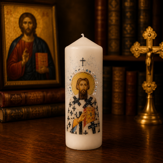 Sveti Sava Kerze – Serbisch-orthodoxe Gebetskerze / 16,5 × 6 cm