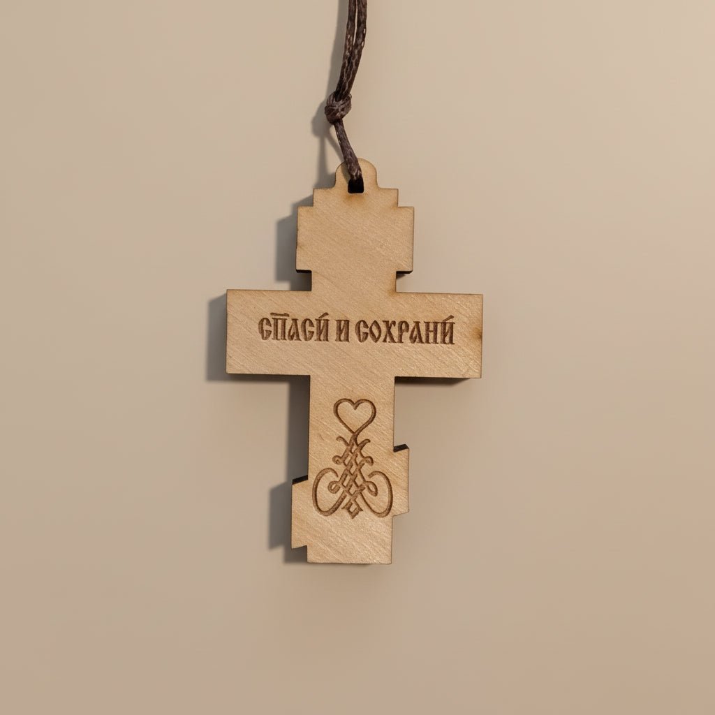 Autokreuz aus Holz – Mit Darstellung von Isus Hristos - svetazvezda