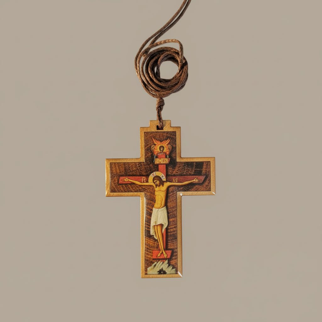 Autokreuz aus Holz – Mit Darstellung von Isus Hristos - svetazvezda