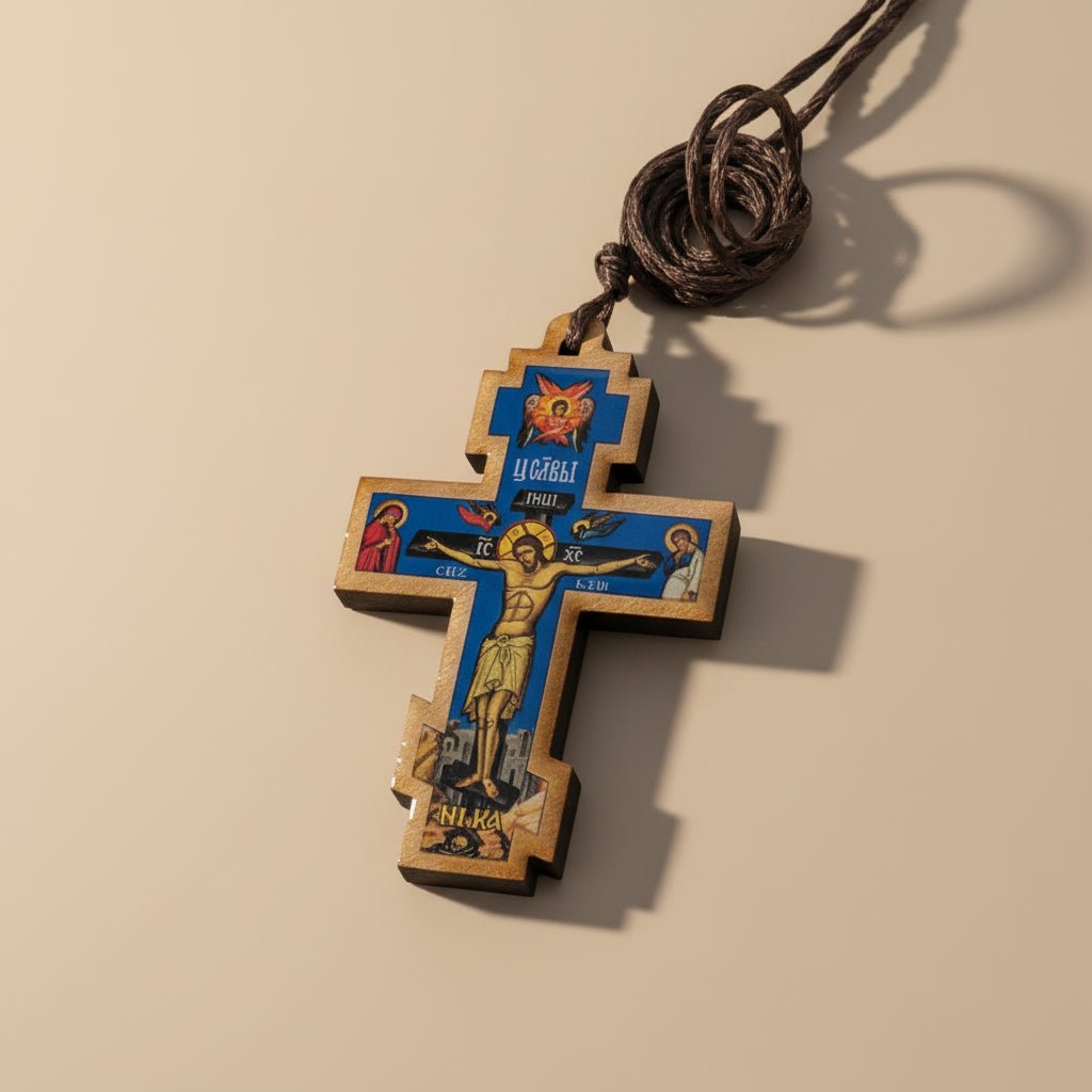 Autokreuz aus Holz – Mit Darstellung von Isus Hristos - svetazvezda