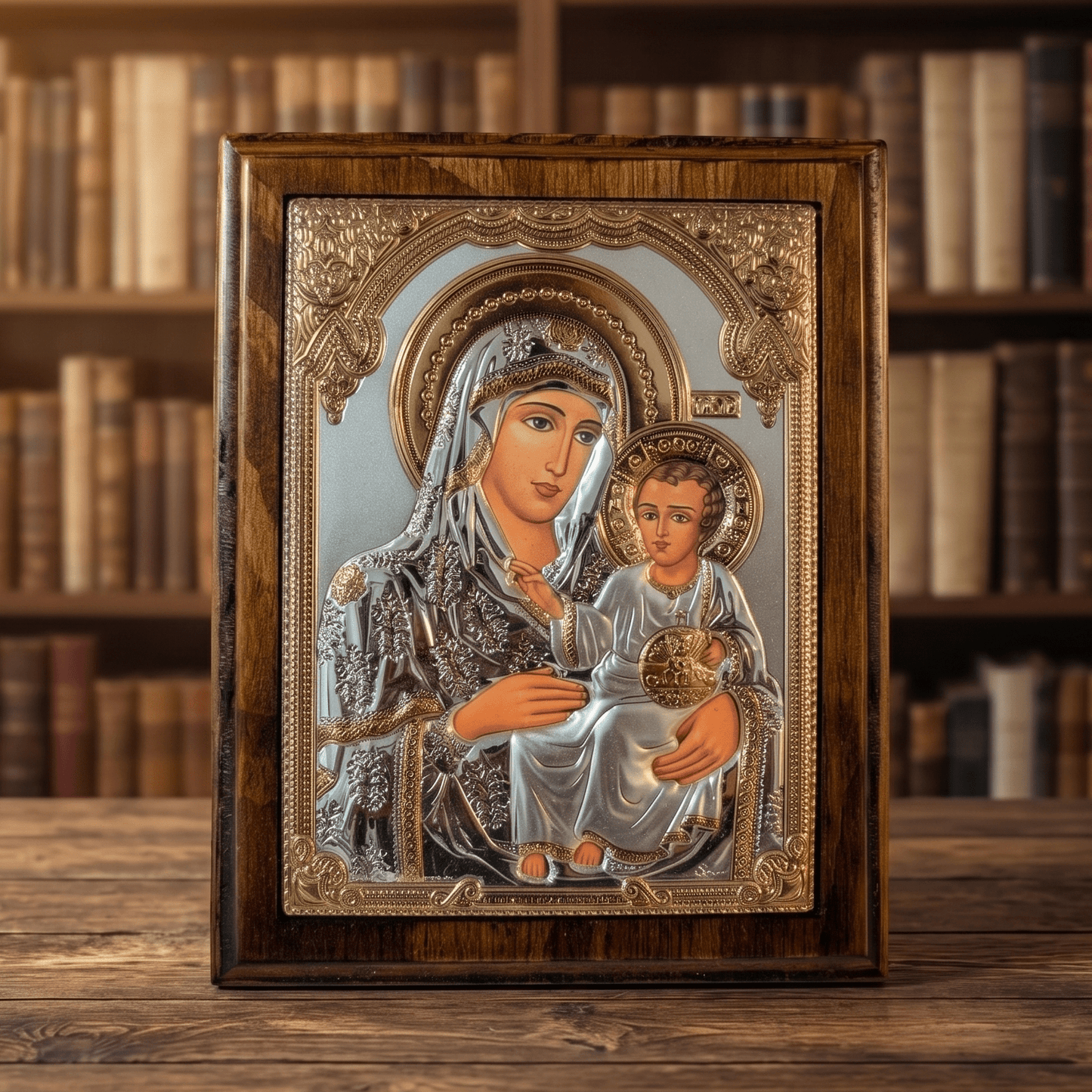 Bogorodica Jerusalimska – LAR Echtsilber Ikone / 17 × 21,5 cm - svetazvezda
