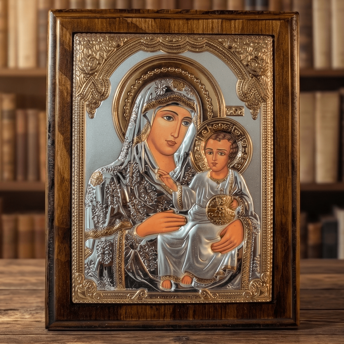 Bogorodica Jerusalimska – LAR Echtsilber Ikone / 17 × 21,5 cm - svetazvezda