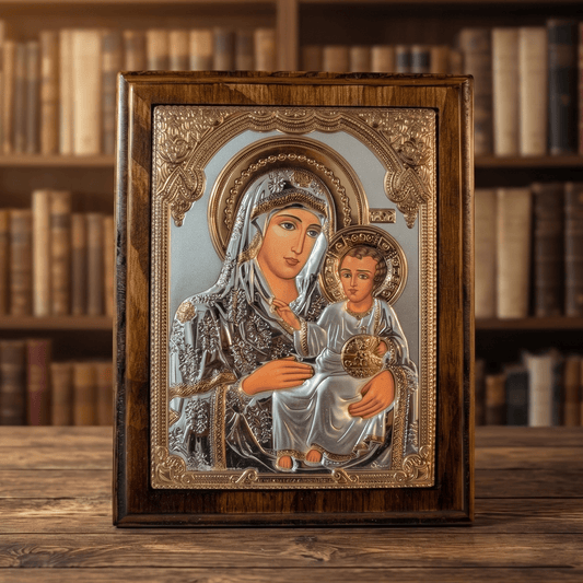 Bogorodica Jerusalimska – LAR Echtsilber Ikone / 17 × 21,5 cm - svetazvezda