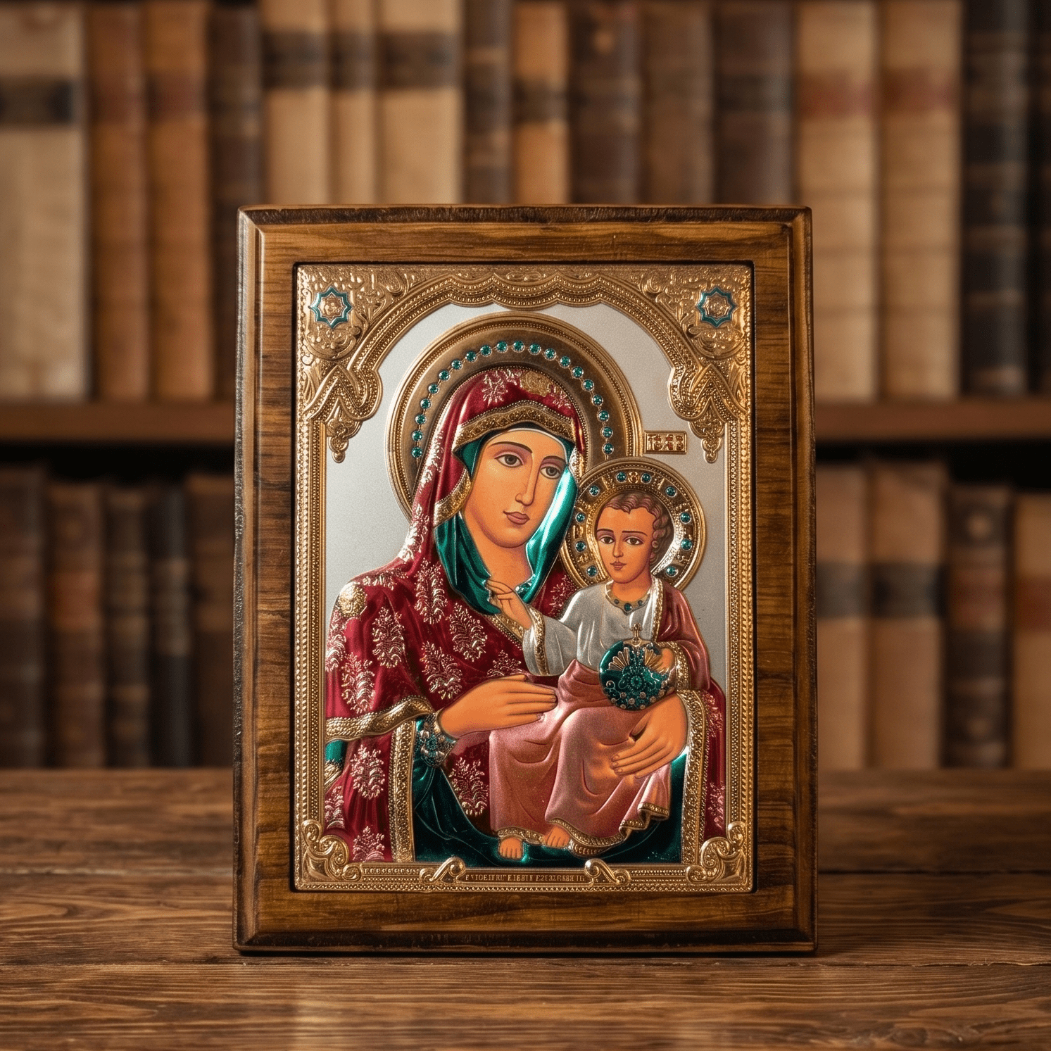 Bogorodica Jerusalimska – LAR Echtsilber Ikone / 17 × 21,5 cm - svetazvezda