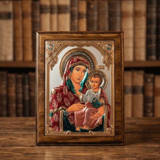Bogorodica Jerusalimska – LAR Echtsilber Ikone / 17 × 21,5 cm - svetazvezda