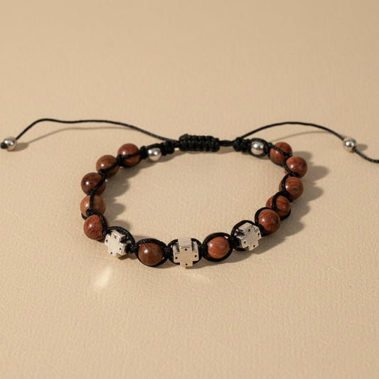 Brojanica aus Holzperlen 3 Kreuze - svetazvezda