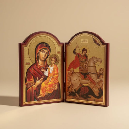 Diptichon – Presveta Bogorodica & Sveti Đorđe (29,5 x 39,5 cm) - svetazvezda