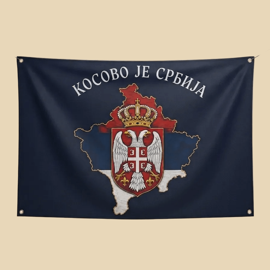 Flagge Kosovo mit serbischem Wappen 120 × 80 cm - svetazvezda