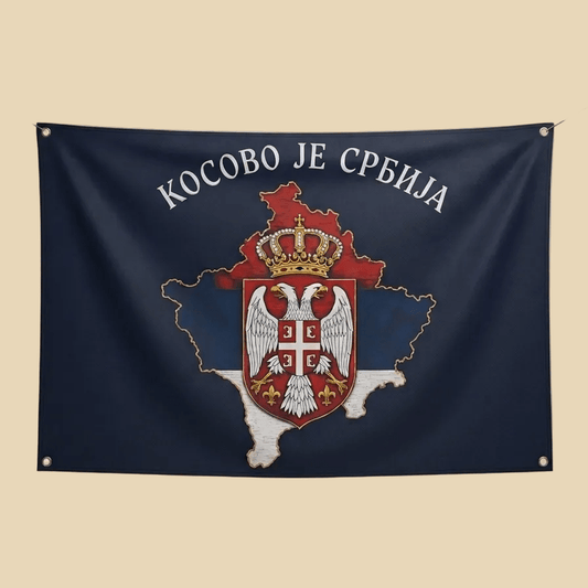 Flagge Kosovo mit serbischem Wappen 120 × 80 cm - svetazvezda