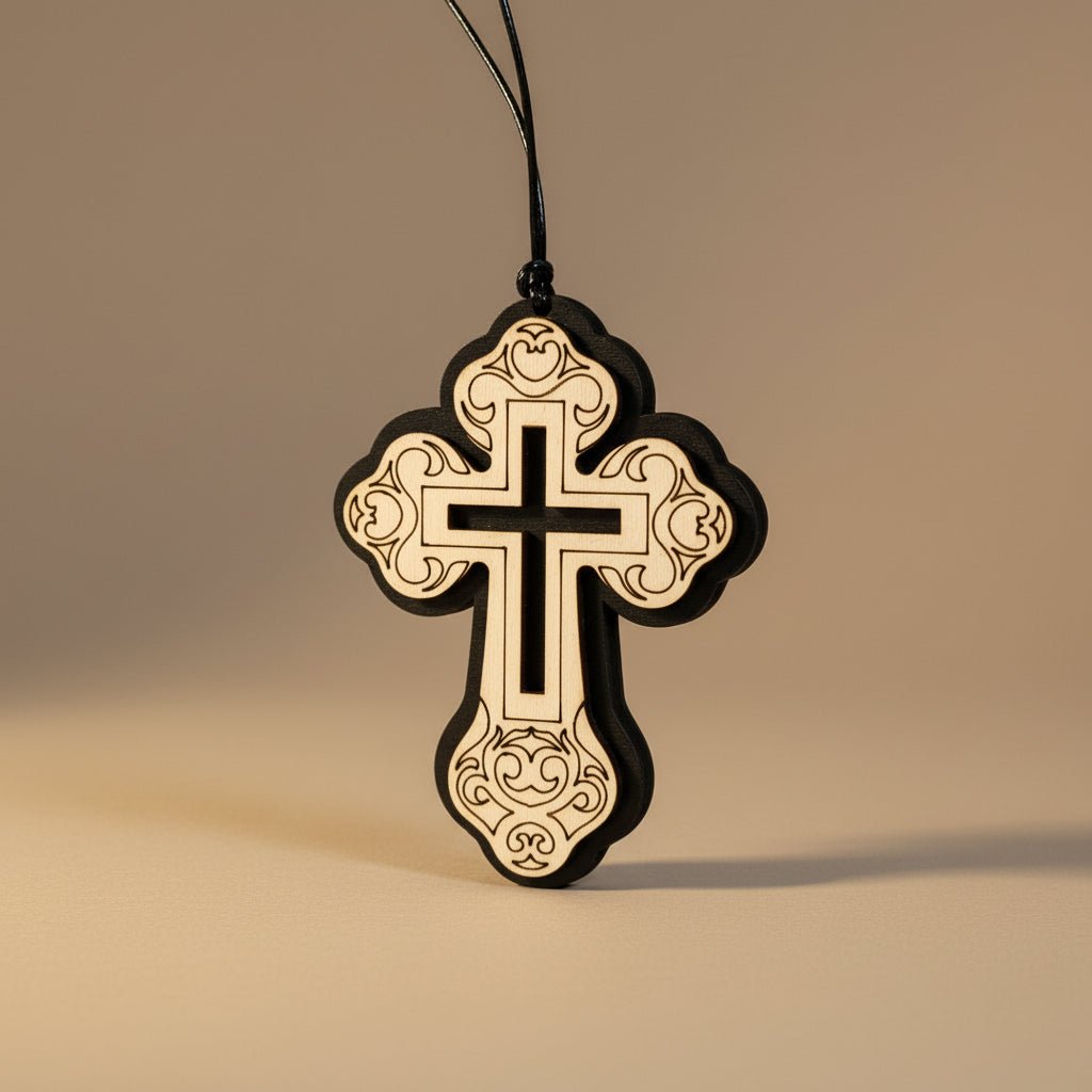 Holzkreuz Rückspiegel - Anhänger - svetazvezda