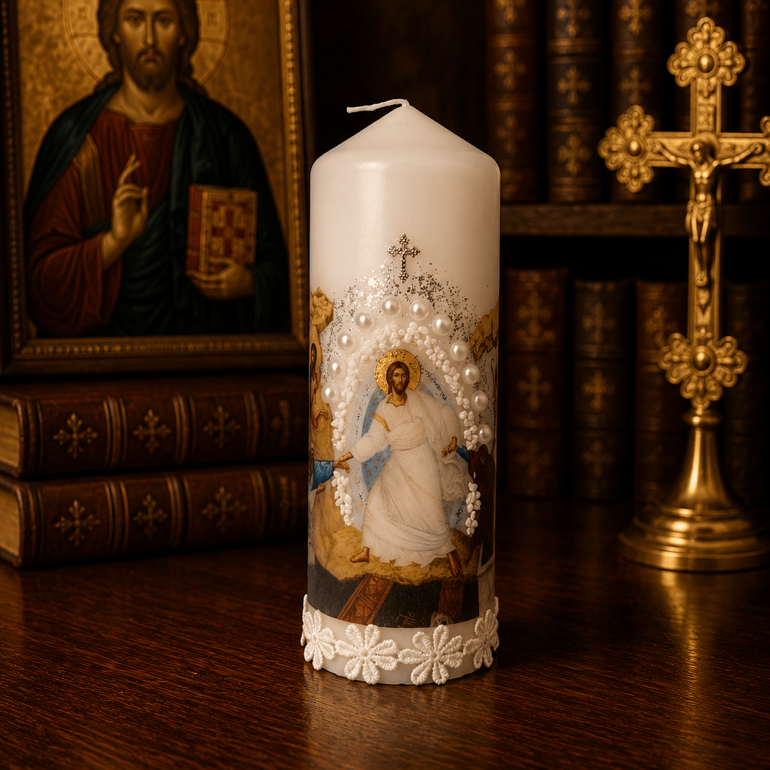 Hristos Vaskrse Kerze – Serbisch-orthodoxe Gebetskerze / 16,5 × 6 cm - svetazvezda