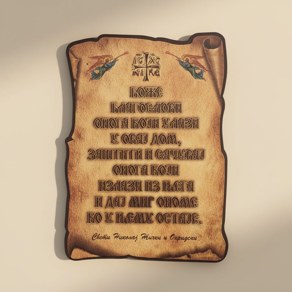 Ikone / Drvena Tabla – Molitva za Dom (Sveti Nikolaj Žički i Ohridski) (16 x 11,5 cm) - svetazvezda