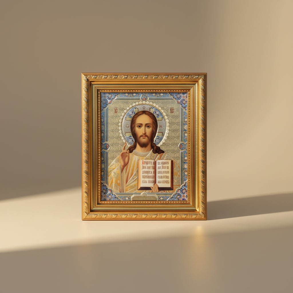 Ikone Isus Hristos im Rahmen (Goldfarben, 22.5x20) - svetazvezda