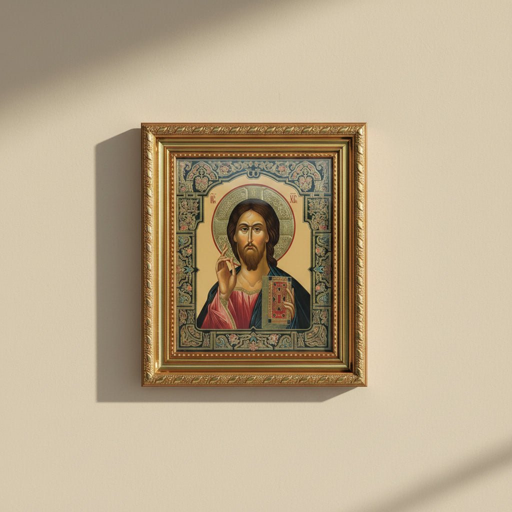 Ikone Isus Hristos im Rahmen (Goldfarben, 22.5x20) - svetazvezda