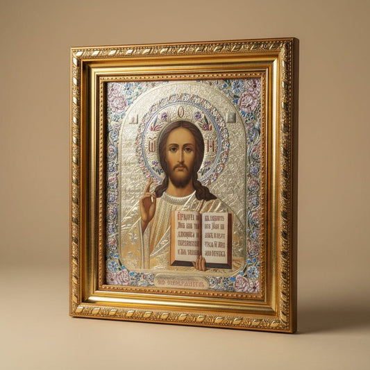 Ikone Isus Hristos im Rahmen (Goldfarben, 22.5x20) - svetazvezda