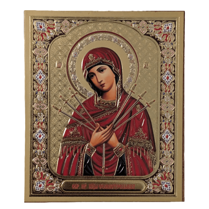 Ikone Presveta Bogorodica „Sedam Mačeva“ – Orthodoxe Heiligenikone 12x10 cm - svetazvezda