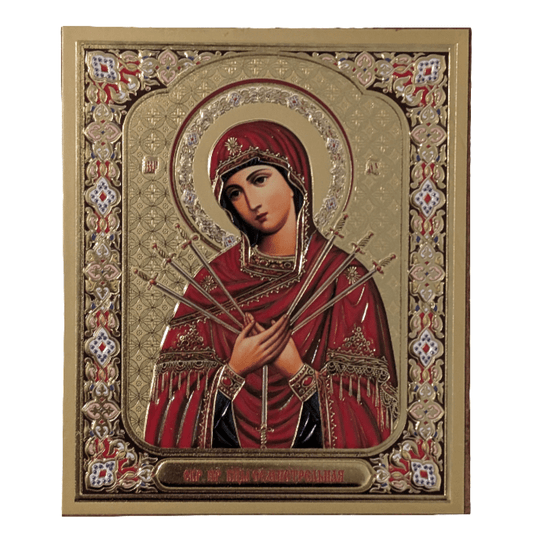 Ikone Presveta Bogorodica „Sedam Mačeva“ – Orthodoxe Heiligenikone 12x10 cm - svetazvezda