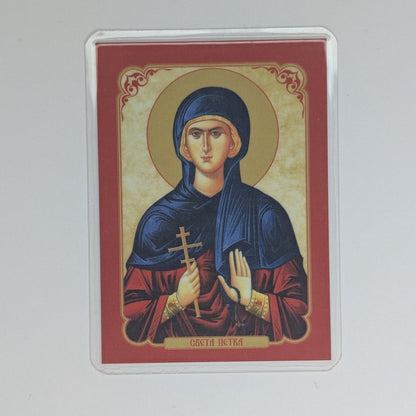 Ikone Sveta Petka – Mini - Ikone mit Tropar für Auto & Brieftasche 5.5x7.5cm - svetazvezda