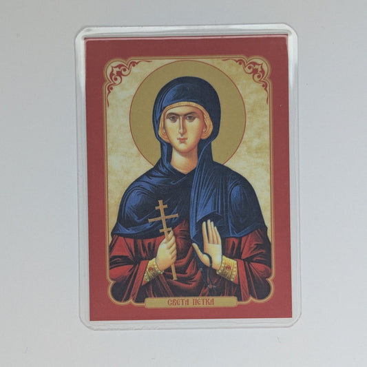 Ikone Sveta Petka – Mini - Ikone mit Tropar für Auto & Brieftasche 5.5x7.5cm - svetazvezda