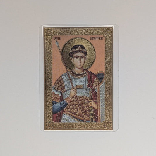 Ikone Sveti Dimitrije – Mini - Ikone mit Tropar für Auto & Brieftasche 4,5x6 cm - svetazvezda