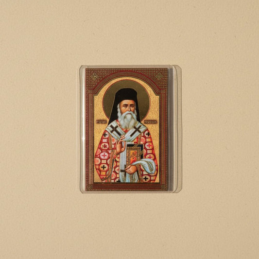 Ikone Sveti Nektarije Eginski – Mini - Ikone mit Tropar für Auto & Brieftasche 4,5x6 cm - svetazvezda