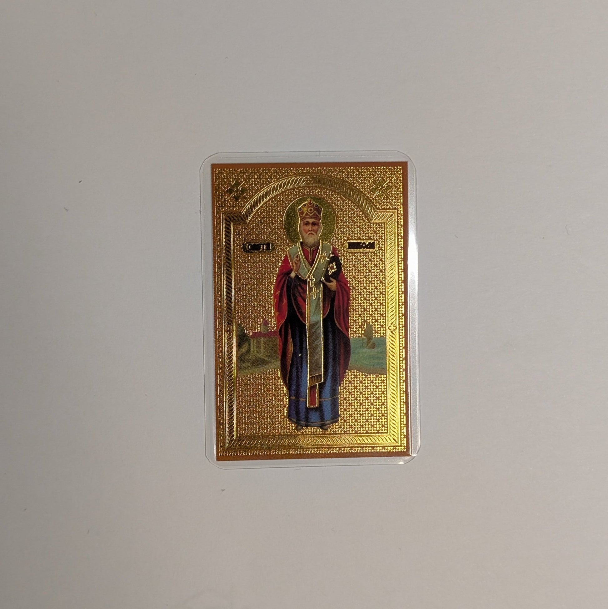 Ikone Sveti Nikola Čudotvorac – Mini - Ikone mit Tropar für Auto & Brieftasche 4,5x6 cm - svetazvezda