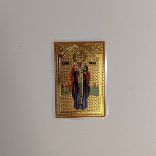 Ikone Sveti Nikola Čudotvorac – Mini - Ikone mit Tropar für Auto & Brieftasche 4,5x6 cm - svetazvezda