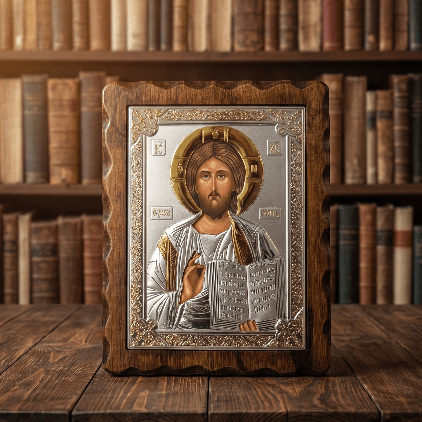 Isus Hristos - LAR Echtsilber Ikone / 17 × 21,5 cm - svetazvezda