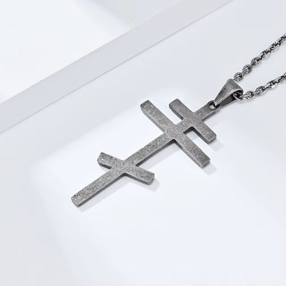 Serbisch-orthodoxes Kreuz mit Edelstahlkette (Silber, Gold, Schwarz oder Grau)